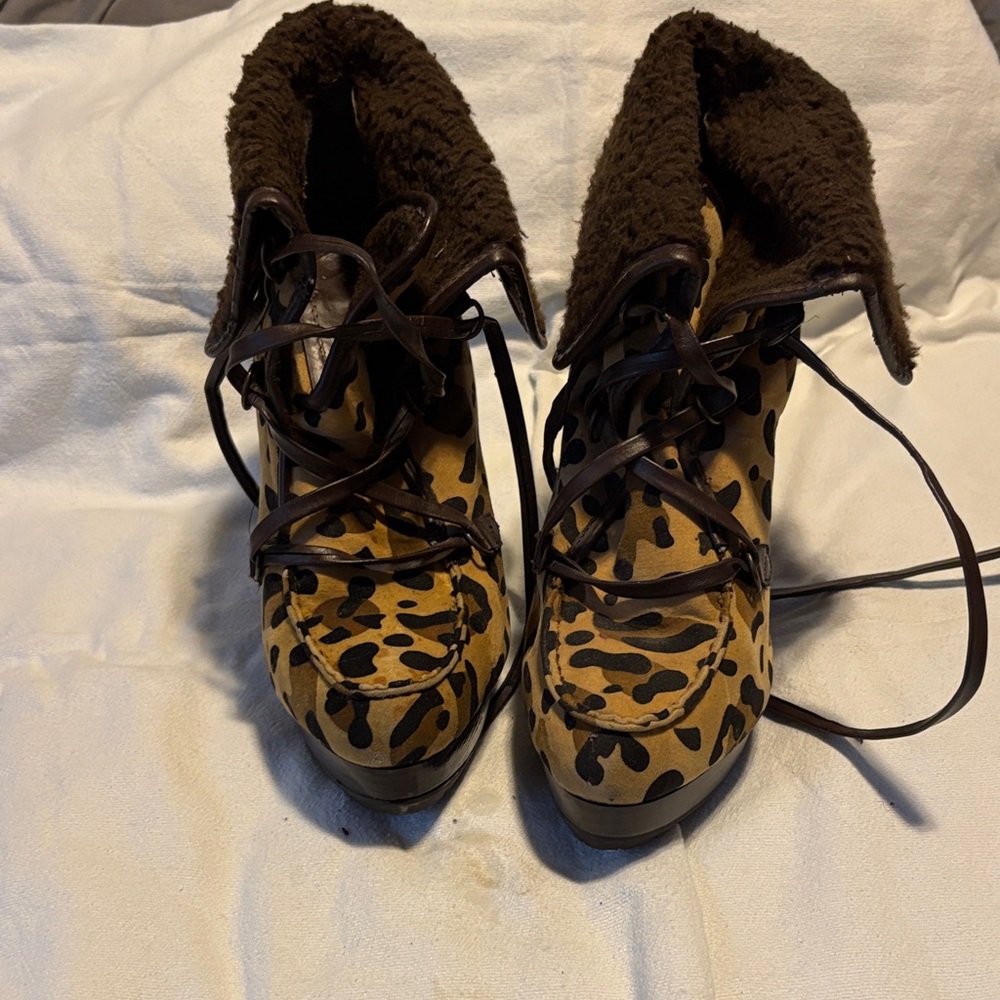 Leopard Print Fur-Lined Women's Boots
